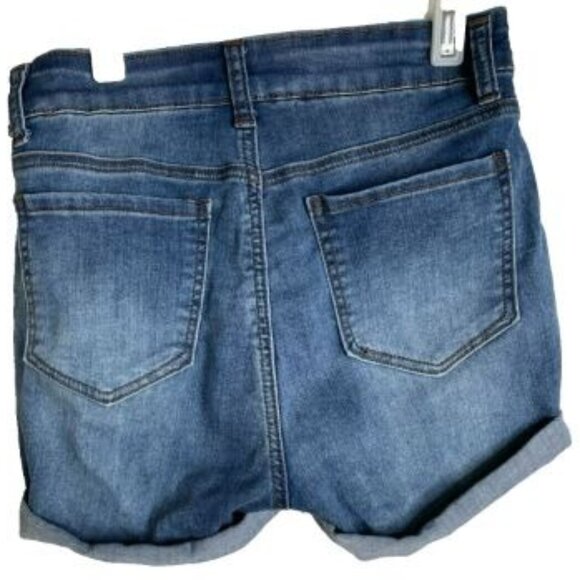 Blue Savvy Blue Denim Stretch Shorts with Cuffed Hem Size S Coquette Sexy Y2K - Picture 2 of 7